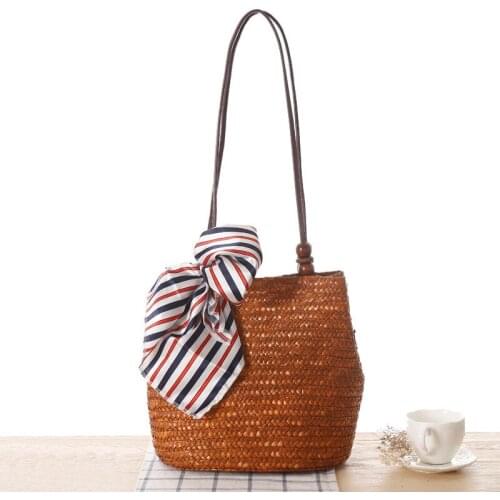 Straw Bag Summer Beach Purse Small Woven Shoulder Bags Women with Handmade Boho Style for Travel Dat Vacation