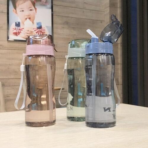 Sports straw cup large capacity plastic water cup heat-resistant portable summer simple drop-proof leak-proof water bottle
