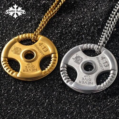Weight Plate Barbell Dumbbell Pendant Weightlifting Bodybuilding Fitness Crossfit Gym Exercise Necklace mygrillz