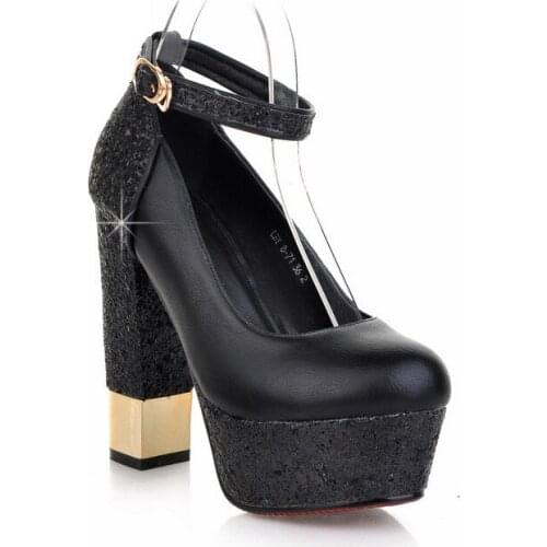 The spring and autumn period and the new bride shoes fashion thick with ultra-high with sequins cingulate