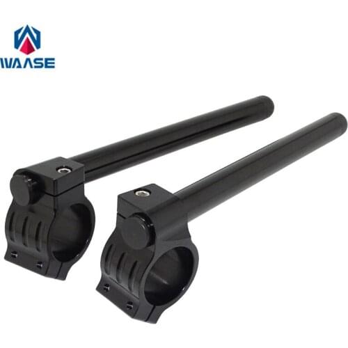 Waase 7/8" 22mm CNC Handlebar Clip Ons Fork Handle Bars Grips 31 33 35 36 37 39 41 43 45 46 48 MM Black For Suzuki For Kawasaki