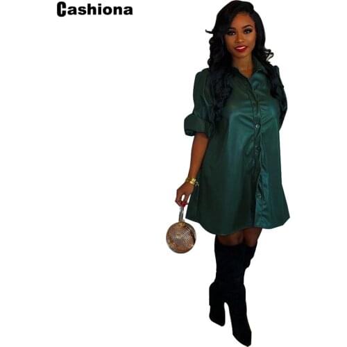 Women Faux Pu Leather Long Jackets Trendy 2020 Spring Autumn Butoons Tunic Outerwear Punk Style Coats Green Sexy Womens Clothing