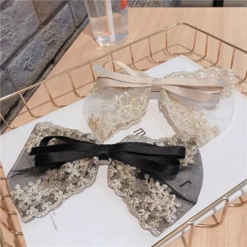 Korean Modal Hair Accessories for Women Side Headdress Lady Lace Bow Top Clip Student Hair Clip
