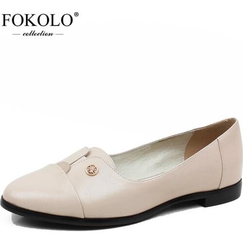 FOKOLO Flat Shoes Women Pink Sheepskin Pointed Slip-On Casual Shoes New Summer Genuine Leather Handmade Classic Lady Shoes P3