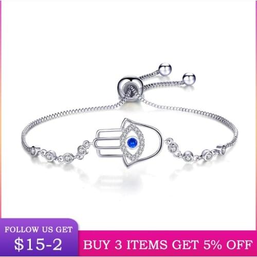LByzHan 2020 New Clearance Palm Shape Eye Of Demon Bracelet Hot Sale Clear CZ Crystal Adjustable Bracelet For Women CMB80