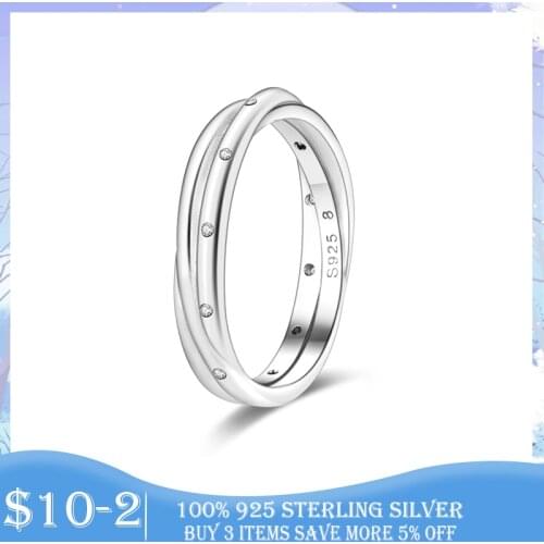 Women Ring New 925 Sterling Silver Double Circle Finger Rings for Women Wedding Band Engagement 925 Sliver Jewelry Anel Gift