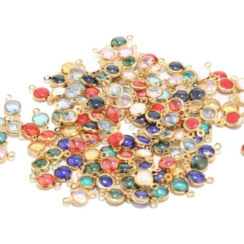 10pcs Stainless Steel Multi Color Glass Crystal Stones Gold 6*12mm Connectors Pendants For DIY Jewelry Making Necklaces Bracelet