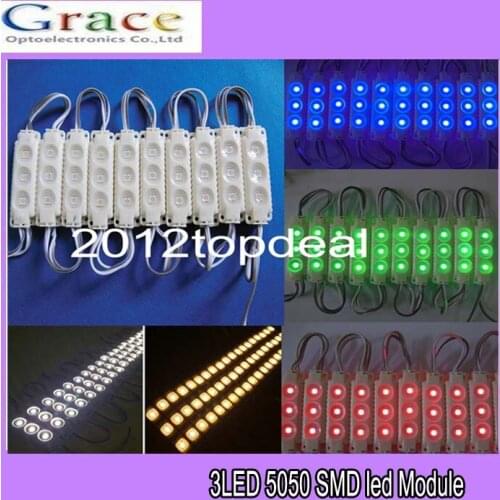 100pcs/lot Molding Waterproof 3LED 5050 SMD RGB Warm/White Module Decorative Light Lamp 12V