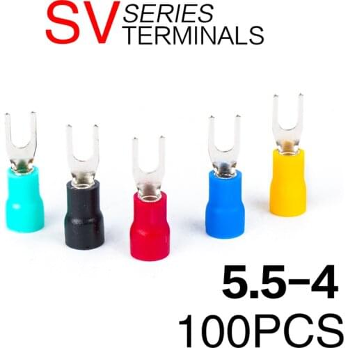 100PCS SV5.5-4 wire crimping terminal connector flat terminal crimping wire connector insulation and waterproof A.W.G 12-10