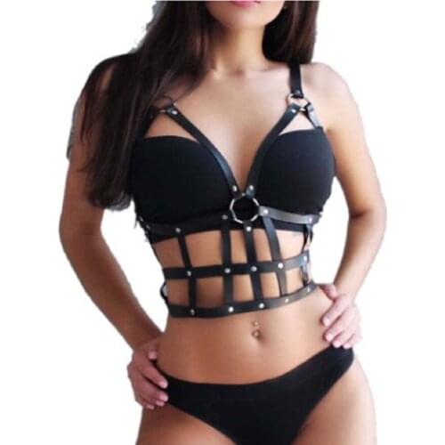 2021 BDSM Women Sexy Lingerie Seks Gothic Body Punk Binding Harness Sword Belt PU Bra Garter Juguetes sexul3s Sex Shop Sex Toys