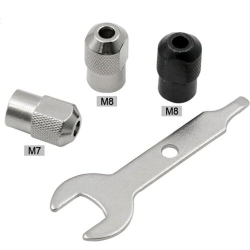 4pcs/set M7/M8x0.75 Electric Grinding Chuck Power Tool Accessories With Mini Wrench Keyless Fastening Nut Dremel Rotary Tools