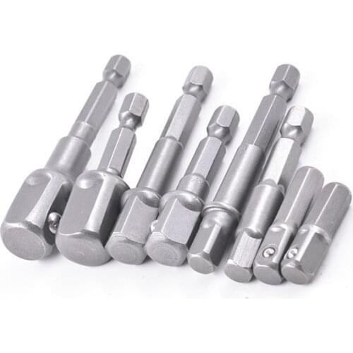 8PCs Hex Shank Wrench Drive Power Drill Socket Drill Adapter Socket Extension Bit Adaptor Set 1/4" 3/8" 1/2" screwdriver tools