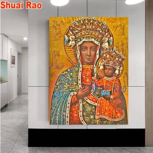 3d cross stitch diamond painting Madonna Poland Virgin Mary Religious Catholic Picture,diamond embroidery full square round dril