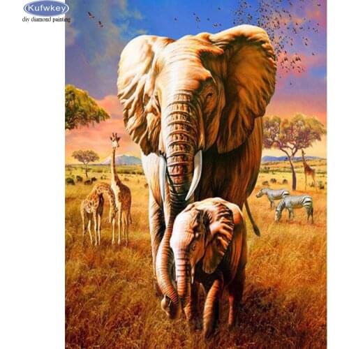 Diamond Painting Africa elephant zebra grassland giraffe animal 5D DIY Diamond Embroidery Cross Stitch Kit Rhinestone Mosaic