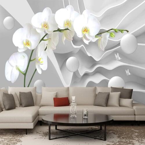 Bacaz 8D Large Mural Abstract Butterfly Orchid 3d Flower Wallpaper 3D Wall Mural Wall paper for Living Room Sofa TV Background