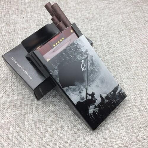 Conquering Berlin World War 2 Cigarette Case Aluminium Alloy Ultra-thin Male Metal Cigarette Boxes Laser Engraving Gift for Men