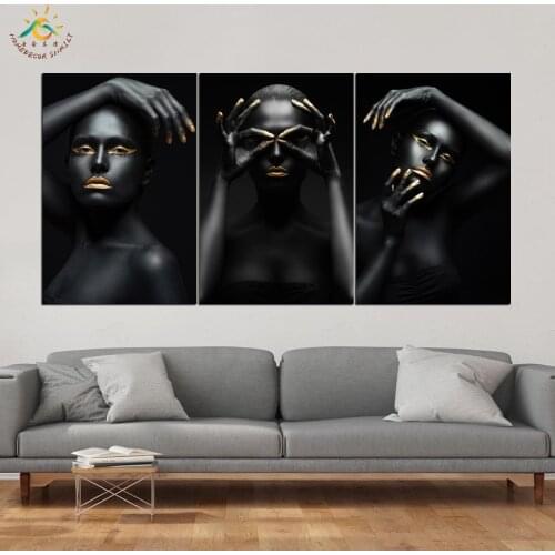 Black Style Art Pose Wall Art HD Prints Canvas Art Painting Modular Picture And Poster Canvas Painting Decoration Home 3 PIECES