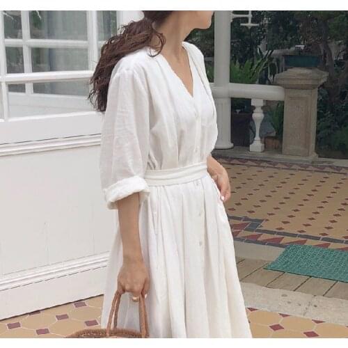 Women Lapel Long Sleeve Autumn Shirt Dress Cotton Split Dresses Elegant S Girls Evening Cotton Vintage Dress Party Oversize Long