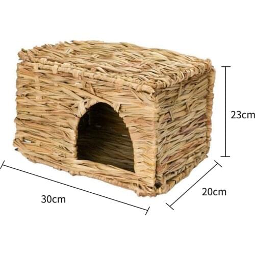 Breathable Foldable Sleeping Bed Cottage Hideaway Chew Toy Rabbit Straw House Natural Grass Cage Hut Small Animal Grassy Nest
