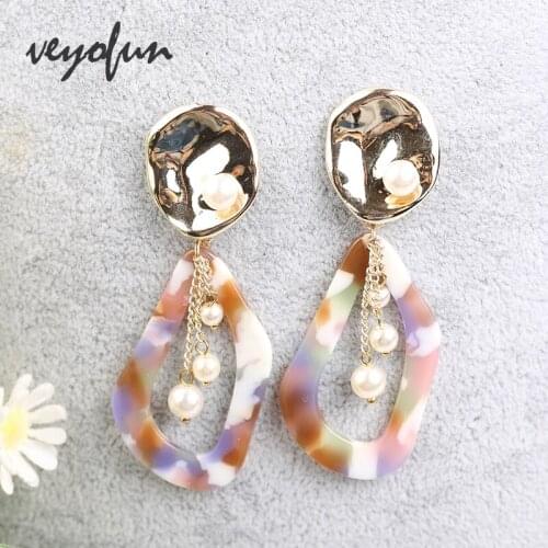 Veyofun Geometry Acrylic Drop Earrings Hollow out Pearl Trendy Dangle Earrings for Women Fashion Jewelry Wholesale