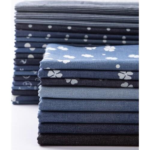 Printing Cotton Denim Fabric,Breathable Thin Cotton Denim Fabric For Jeans T-Shirt Dress,Fabric For sewing Cloth, Size150x50cm