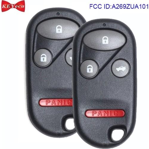 KEYCU 2pcs for Honda CR-V Insight Odyssey Pilot Keyless Entry Remote Key Fob 3+1Button FCC ID A269ZUA101