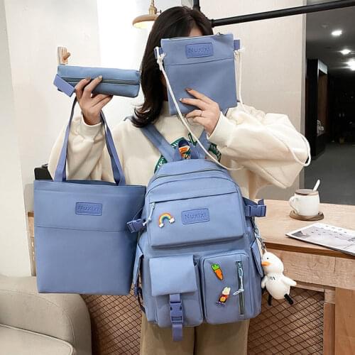 Classical Student School Bags Solid Color Women Backpack Simple Teenager Girls Schoolbag Canvas School Backpack Female Backpacks