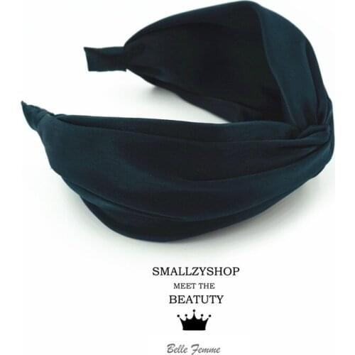 Korea Solid Color Satin Super Wide Cross Hairbands Hair Accessories Hairband for Girls Flower Crown Headbands For Women