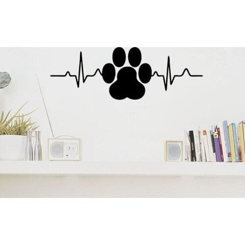 Creative Dog Paw Print Heartbeat Wall Sticker Home Decor Pet Shop Decals Kids Children Room Decoration Wall Art Murals