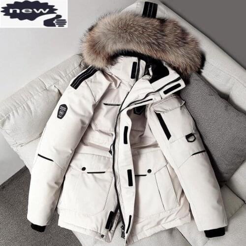 Hooded Detachable Jacket Men Street Winter Warm White Duck Down Coat Unisex Outdoor Thick Casual Black Outerwear S-3XL