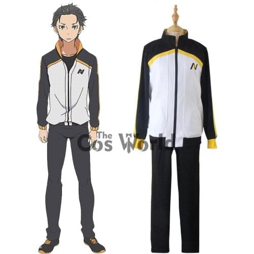 Re Zero Kara Hajimeru Isekai Seikatsu Natsuki Subaru Hoodie Coat Jacket Outwear Pants Sportswear Suit Anime Cosplay Costumes