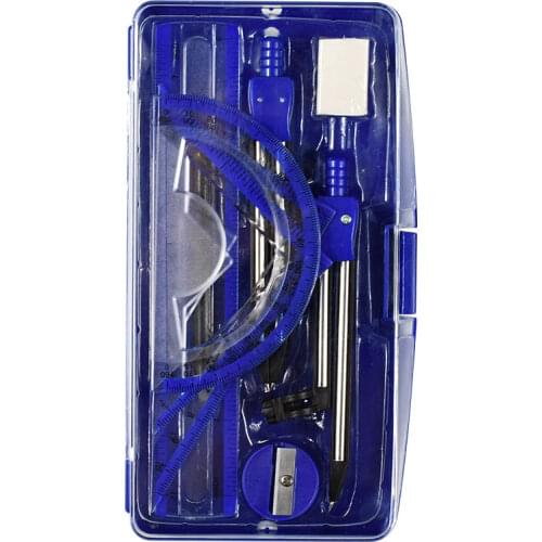 M-990 pcs/set Portable Precision Protractor Drawing Triangle Eraser Compasses Set Math Eraser Ruler For Students School Supplies