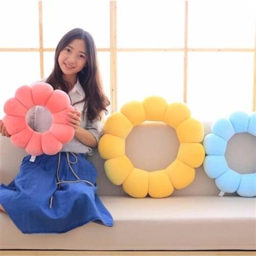 Best selling brand new two color creative lovely soft sunflower plush cushion pillow circular sofa cushion decoration