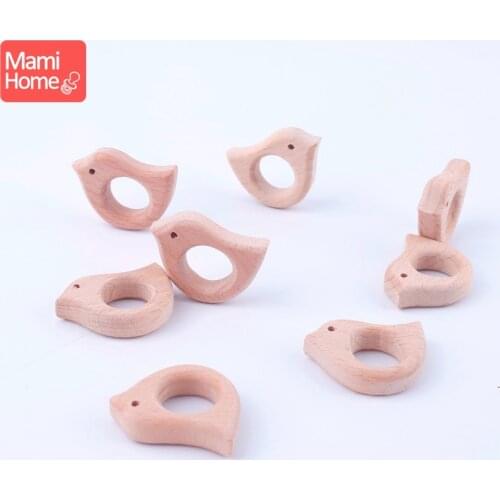 Mamihome 20PC Small Wooden Bird Pendant Chew Toys Teething Wood Newbron Baby Gift DIY Nursing Accessories Organic Baby Teether