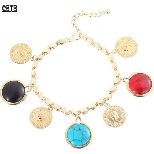 Fashion Luxury Temperament Coin Ladies Charm Gold Jewelry Bracelet Islamic Muslim Wedding Jewelry Holiday Gift Wholesale