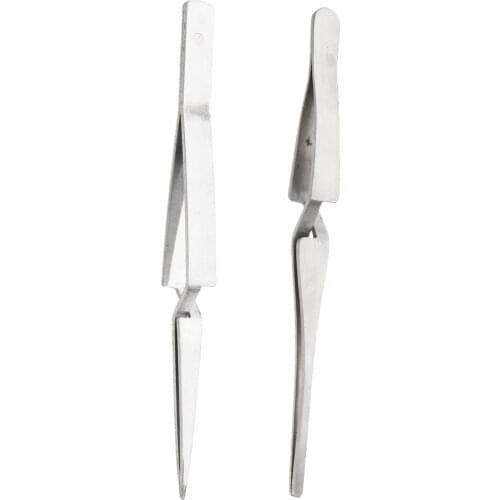 Stainless Steel Cross Lock Fiber Grip Soldering Tweezers Set, Reverse Action Tweezers