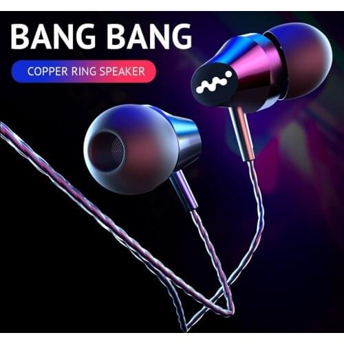 Earplug Type Double Bass Universal Use of Wire Control with Microphone Karaoke Game Stereo Phone Headset In-ear Headphones Wired