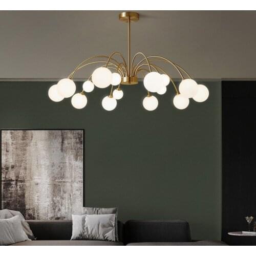 Nordic wrought iron chandelier Golden Glass Ball Ceiling sputnik chandelier for Dining Room Indoor Decoration farmhouse lighting