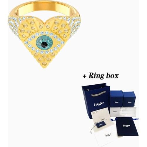 2020Fashion SWA New LUCKY GODDESS HEART Ring Lucky Angel Wings Demon Eye Pattern Crystal Female Engagement Jewelry Romantic Gift