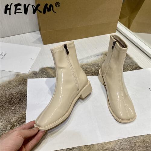 2022 New Women Ankle Boots Low Heel Round Toe Ladies Casual Short Boot Shoes Winter Female Zipper Chelsea Boots