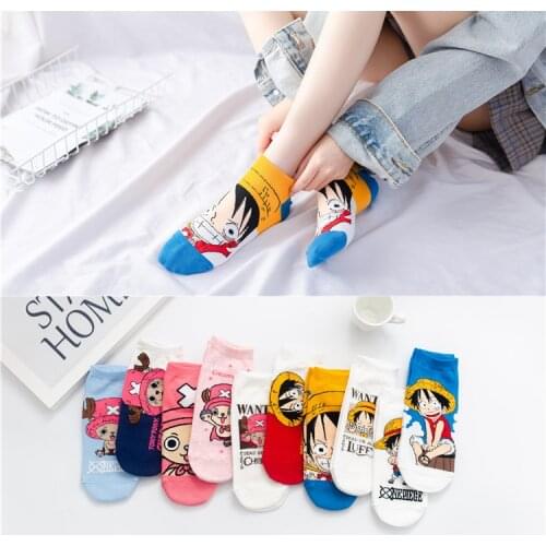 New Summer Cotton Womens Crew Socks Funny Harajuku Ins Cartoon One Piece Japanese Cute Kawaii Short Ankle Sock