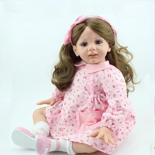 New 60cm 24Inch ifelike Little Girl Fridolin Silicone Baby Doll Reborn Dolls High Quality Girl Toys Gifts Juguetes Brinquedos