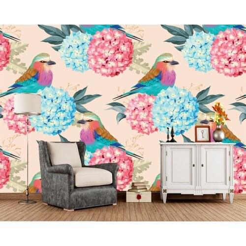 Custom wallpaper floral, beautiful floral and bird murals for living room bedroom sofa TV background decoration wallpaper