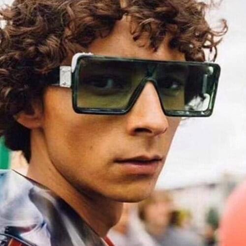 Oversized One-piece Square Frame Women Men Sunglasses Gray Tan Lens UV400 Eye Protection Girl Sexy Ladies Outdoor Eyewear