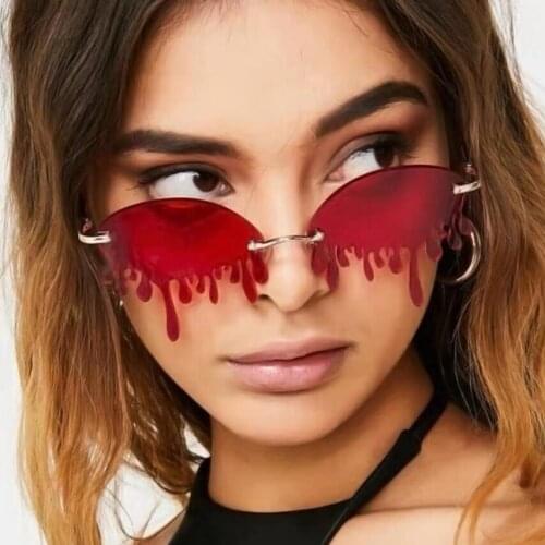 New Rimless Sunglasses Women Tear Small Frame Sun Glasses Funny Tears Shades for Ladies Stage Show Eyewear