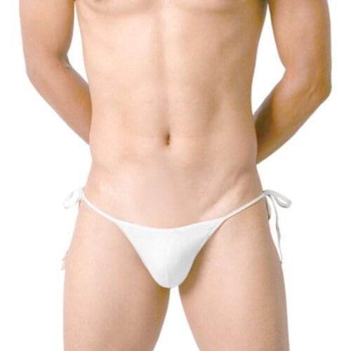 Men G-Strings Sexy Viscose Lacing Breathable Backless Thong Briefs Solid Color Underwear Male Low Waist Underpants