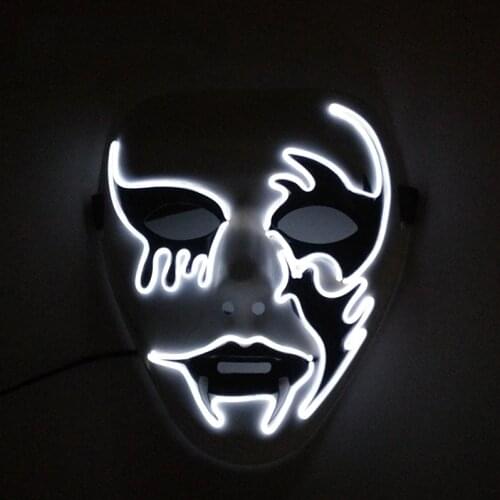 Glowing Devil Mask Masquerade Decor Anonymous Face EL Wire Mask For Halloween Carnival