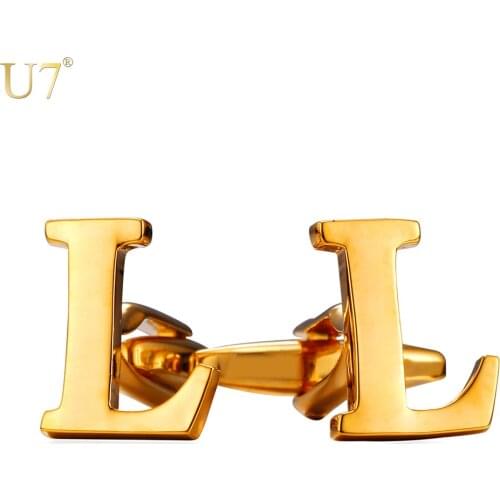 U7 New Men Cufflinks Alphabet L Letter Jewelry Trendy Name Brand Button Cufflinks Wholesale Box Gift C212