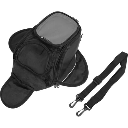 Motoforti Universal 6.8'' Black Motorcycle Tank Bag Oxford Waterproof Magnetic Gas Oil Fuel Saddlebag with Big Window