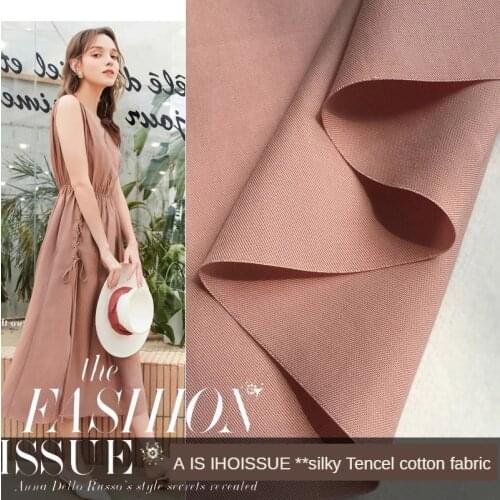 High-grade Tencel Fabric Shirt Dress Pants Work Clothes Commuter Clothing Designer Brocade Sewing Solid Color Black Blue Diy